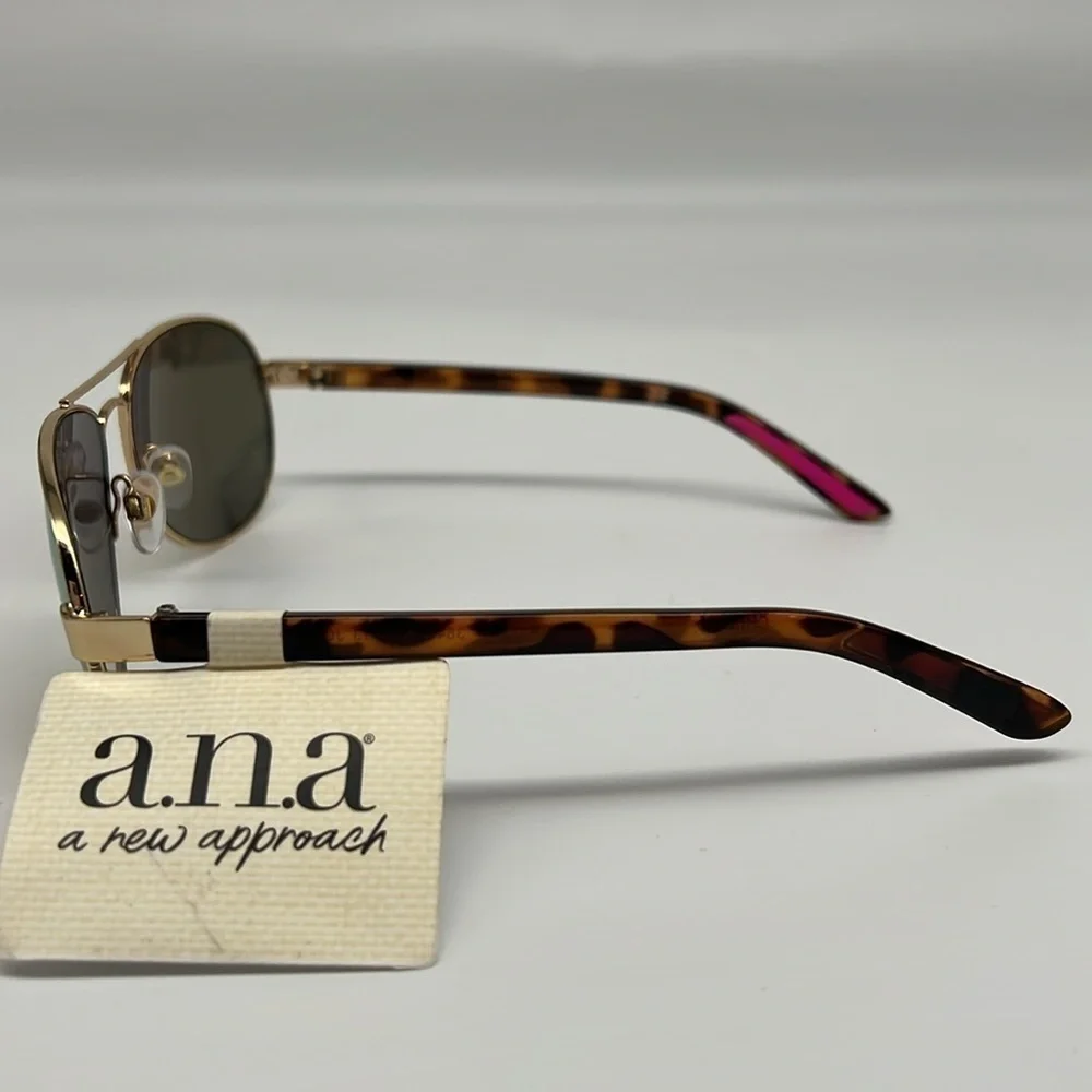 a.n.a Gold Aviator Gasses with animal print Temple Rods - Pink Reflective‎